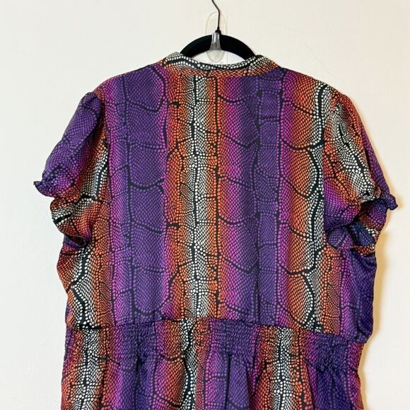East 5th Satin Snakeskin Stripe Blouse Multicolor Bold Print, Size 1X - Picture 5 of 10